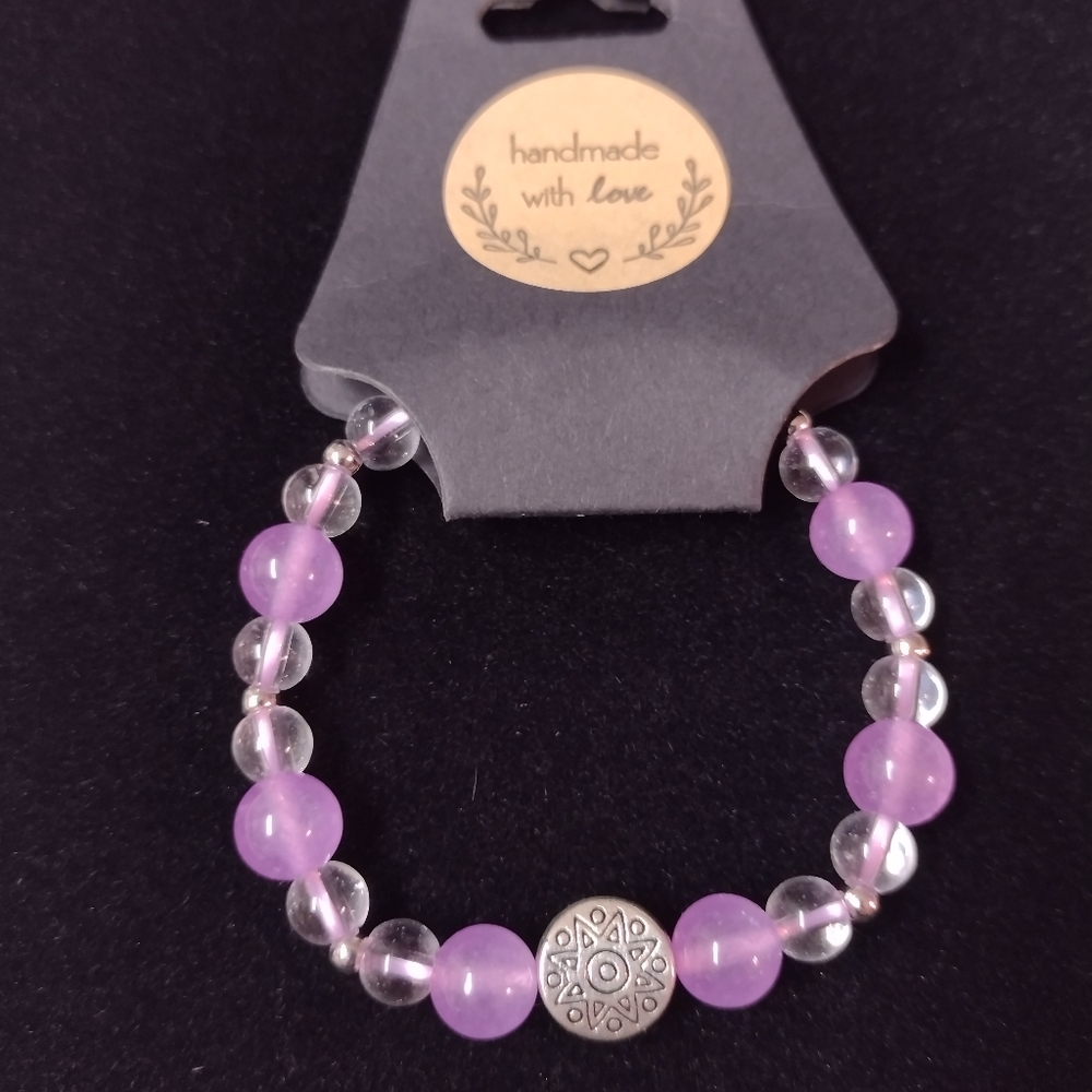 Kunzite and Quartz Youth beaded bracelet